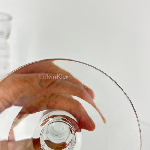 Pair of Calvin Klein Geometric Crystal Glass Candle Stick Holders - Picture 4 of 6